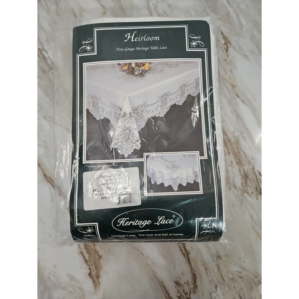 Heritage Lace HL-70108RW 70 x 108 in. White Heirloom‎ Tablecloth Fine Gauge